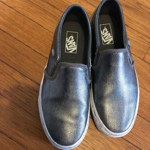 Metallic snake print vans